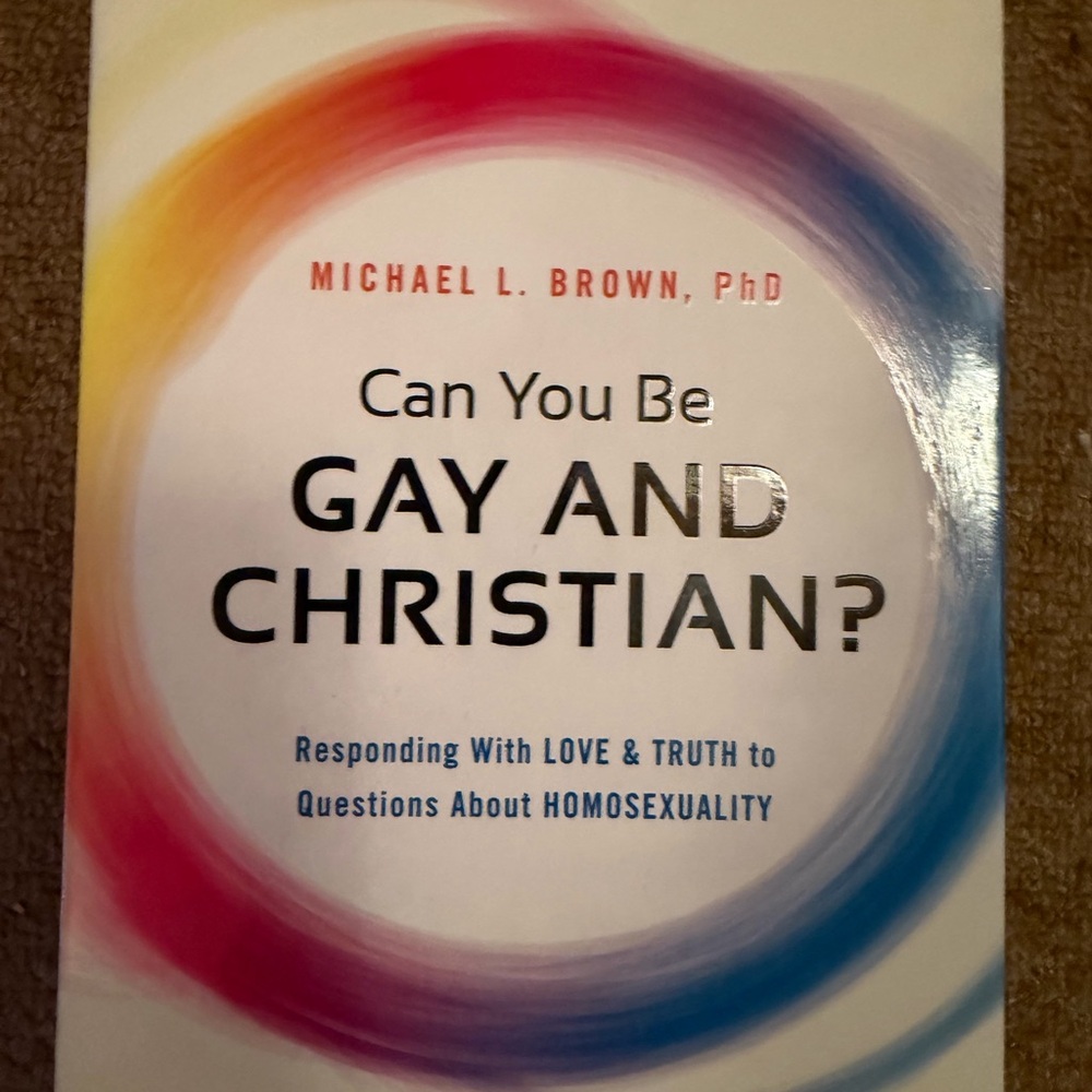 Michael L. Brown Gay and Christian? Book Cover Art - White with Rainbow Accent